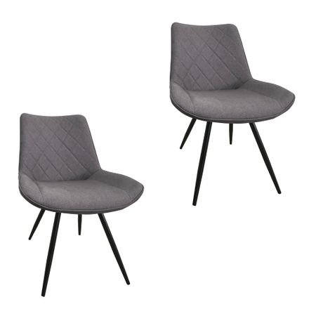 Set 2 scaune dining METTA, textil, picioare metalice, gri imagine